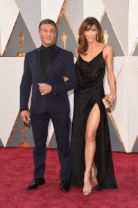 HOLLYWOOD, CA - FEBRUARY 28: Actor Sylvester Stallone (L) and Jennifer Flavin attends the 88th Annual Academy Awards at Hollywood & Highland Center on February 28, 2016 in Hollywood, California.  (Photo by Jason Merritt/Getty Images)