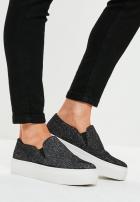 black-glitter-slip-on-flatform-trainers from Misguided
